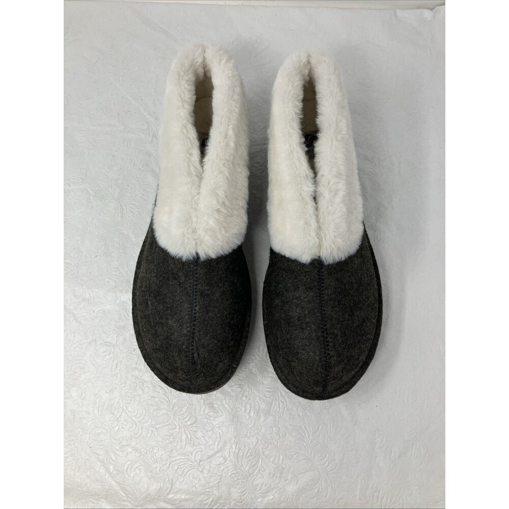 CLOUDSTEPPERS by Clarks Faux Fur & Felt Slippers Step Flow Low Gray Women 9 M